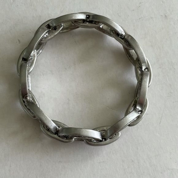 Jewelry - Silver link bracelet Rhinestones on each link beautiful heavy piece